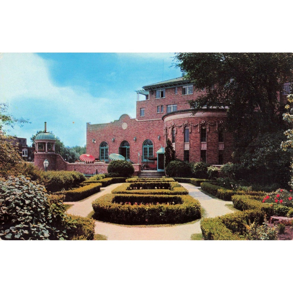 Vintage 1971 Hotel Baker St Charles Illinois Postcard Garden View VG+
